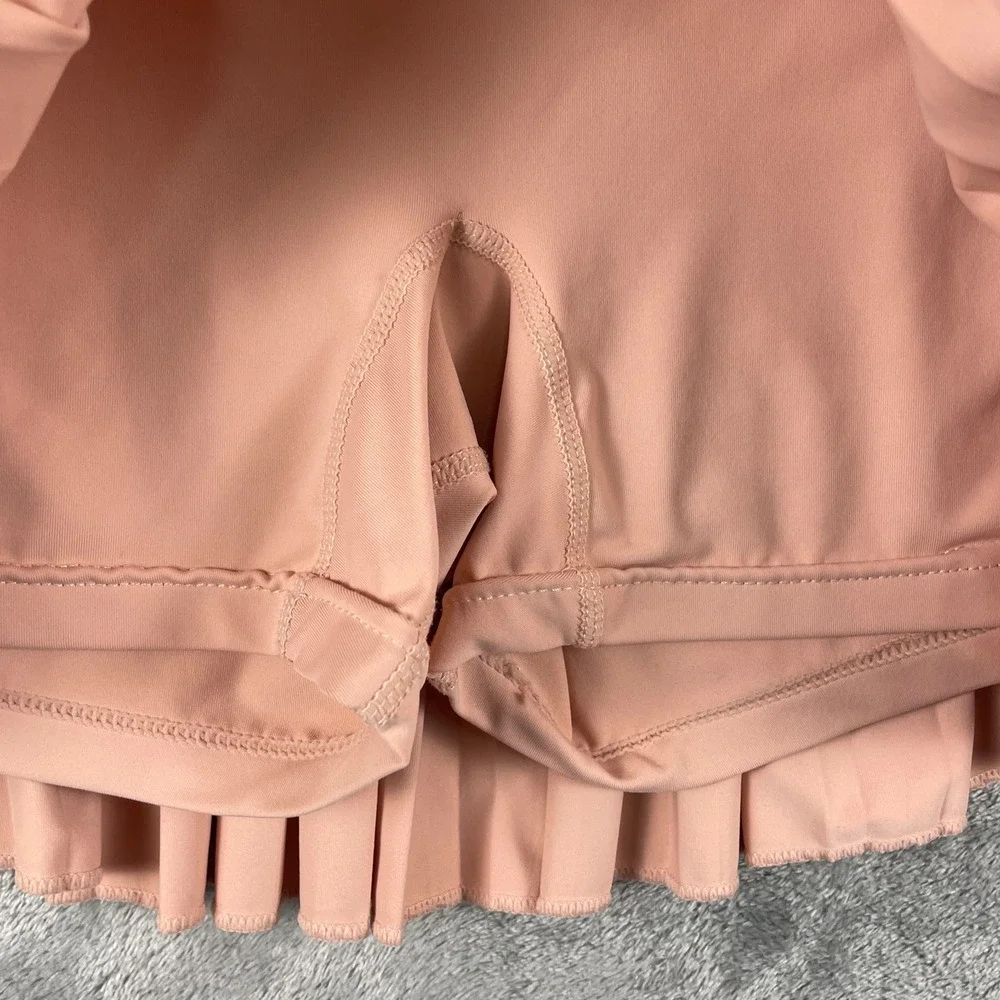 GOLD HINGE Pleated Tennis Skirt Skort Womens L Peachy Pink Preppy Pickleball EUC